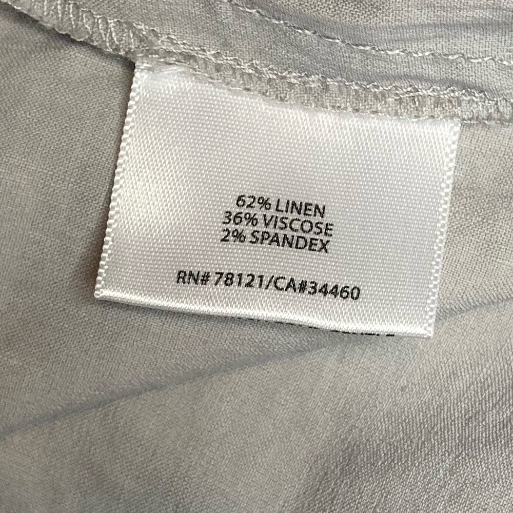 EILEEN FISHER Pants 8 Linen Blend Cargo Utility Cropped Capri Gray Neutral - Picture 6 of 6